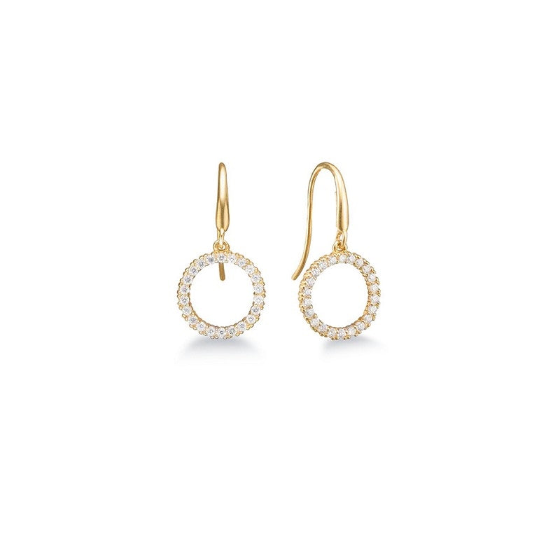 Aagaard cirkel ørehængere i 8 kt guld med zirkonia – elegante øreringe i cirkelform.